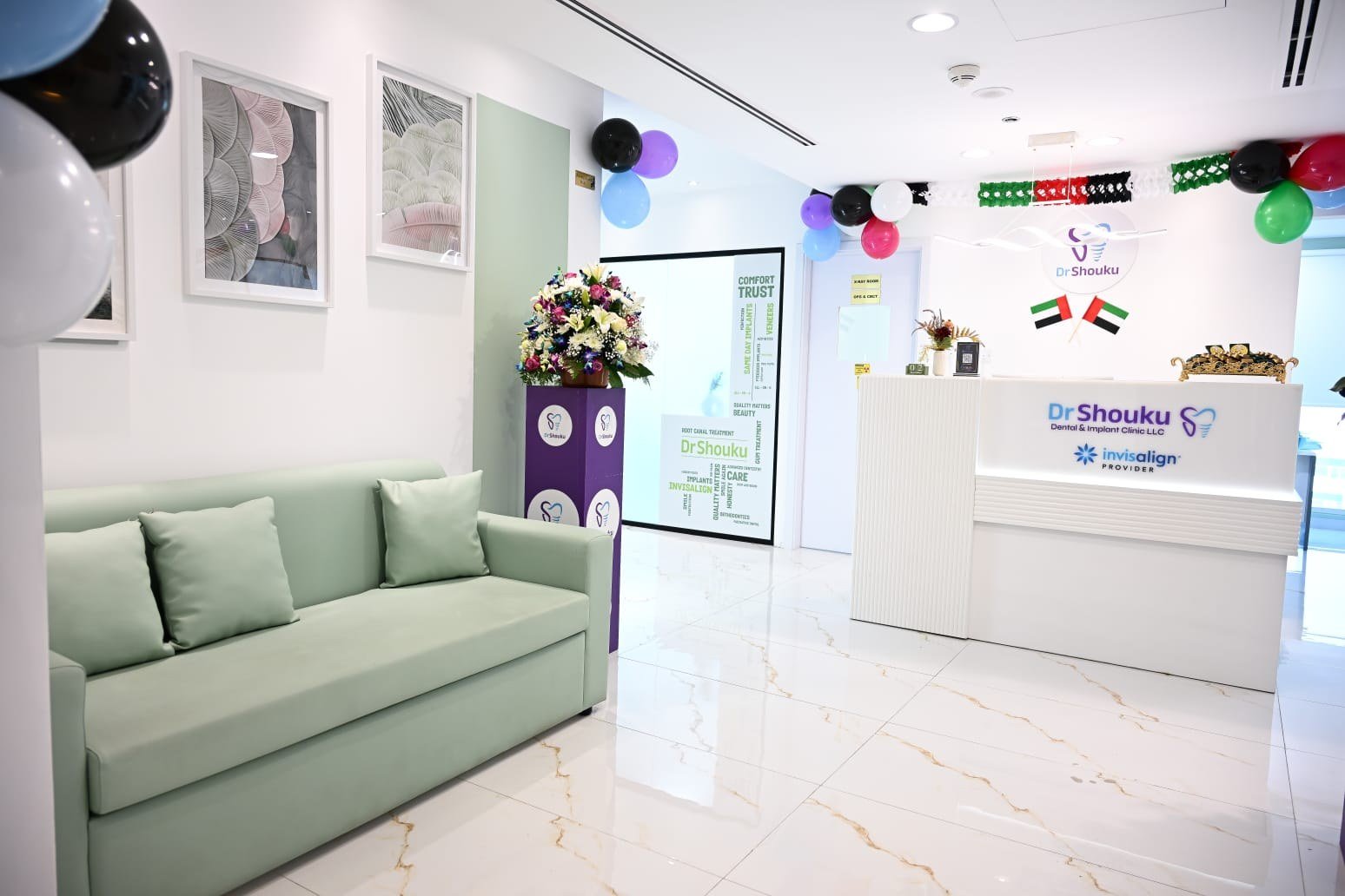 Reception and waiting area at Dr. Shouku Dental Clinic